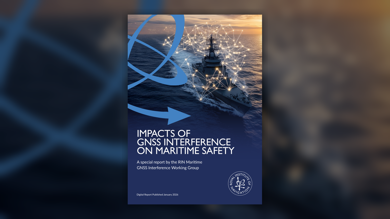 The Royal Institute of Navigation report on GNSS interference at sea: over twenty onboard systems exposed, falsified time as the payload, and distress equipment that sends rescuers to the wrong place. /images/gnss-rin/rapport-rin-2026.png